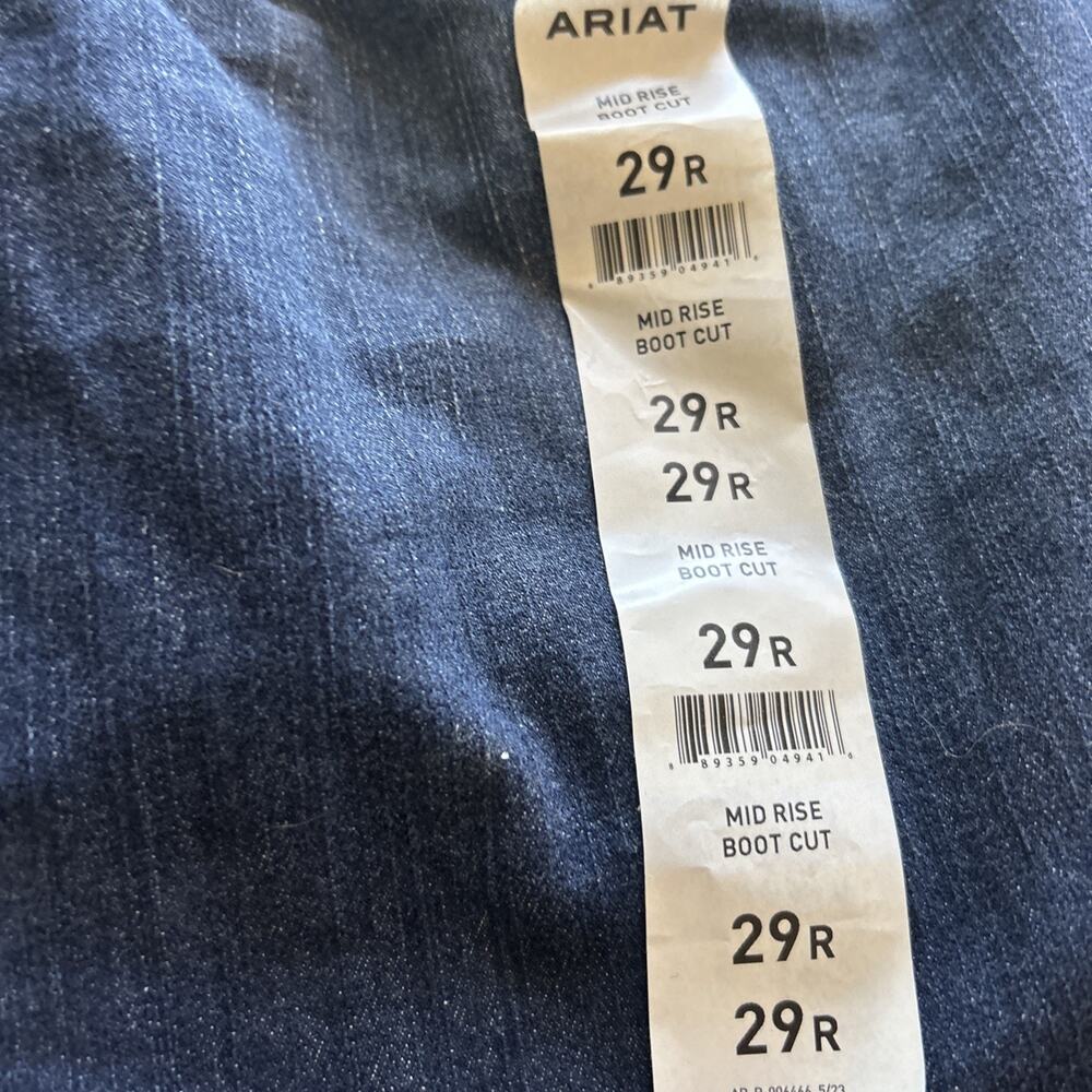Ariat R.E.A.L. Mid Rise Stretch Entwined Boot Cut Denim Jean Marine NWOT 29R - Picture 8 of 16